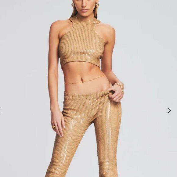 Retrofete Audra Sequin Racer Back Knit Cropped Top - Picture 2 of 7